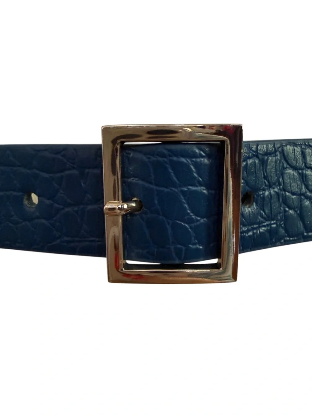 White House Black Market CrocodileTextured Teal Stretchy Belt Size Small Office